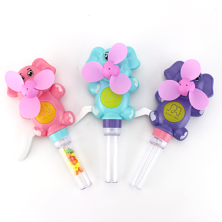 Summer toy fan Elephant hand press fan toy with pressed candy CH-TB237