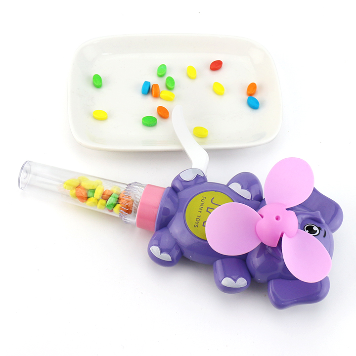 Summer toy fan Elephant hand press fan toy with pressed candy CH-TB237