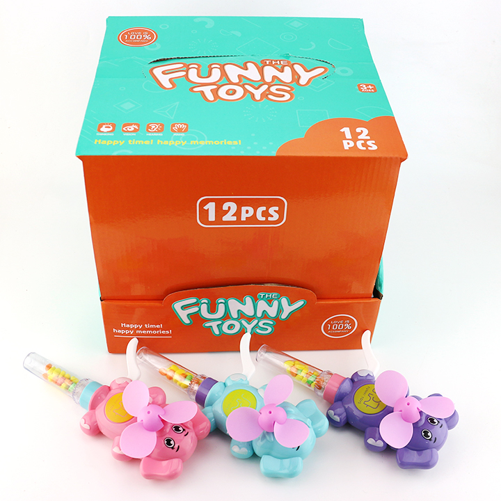 Summer toy fan Elephant hand press fan toy with pressed candy CH-TB237