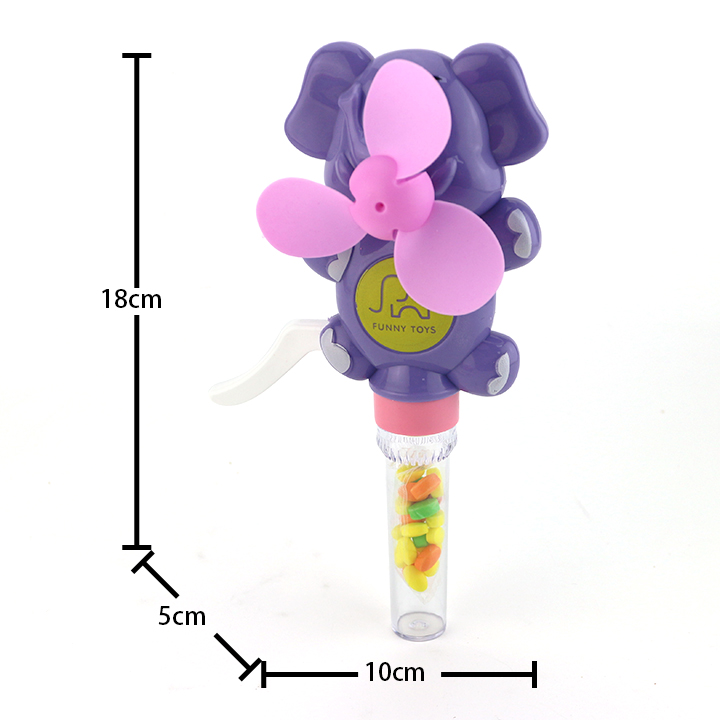Summer toy fan Elephant hand press fan toy with pressed candy CH-TB237
