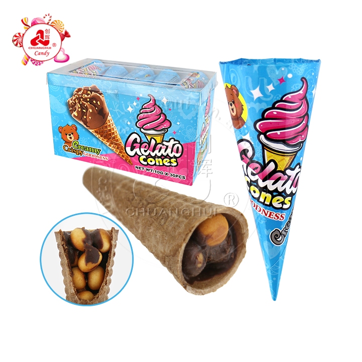 Halal Ice cream cone chocolate with biscuit ball CH-BC147