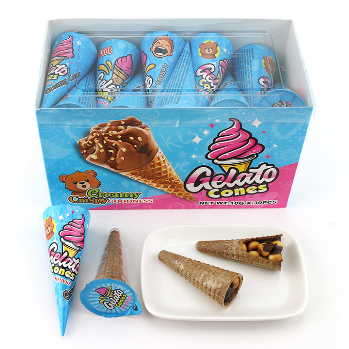 Halal Ice cream cone chocolate with biscuit ball CH-BC147