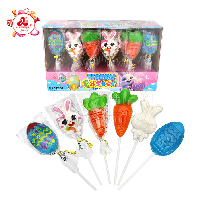 Happy Easter day holiday Carrot ,Rabbit,Colorful Egg hard Lollipop Candy in box CH-BP128