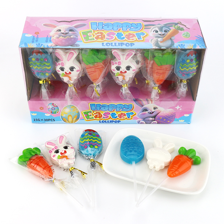 Happy Easter day holiday Carrot ,Rabbit,Colorful Egg hard Lollipop Candy in box CH-BP128