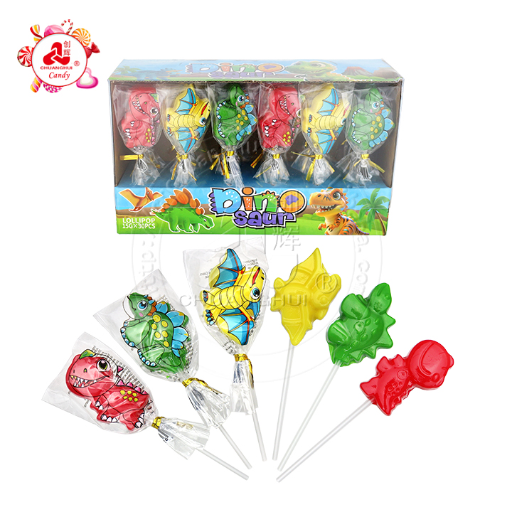 3 cartoon dinosaur animal shaped hard lollipop candy in box CH-BP129