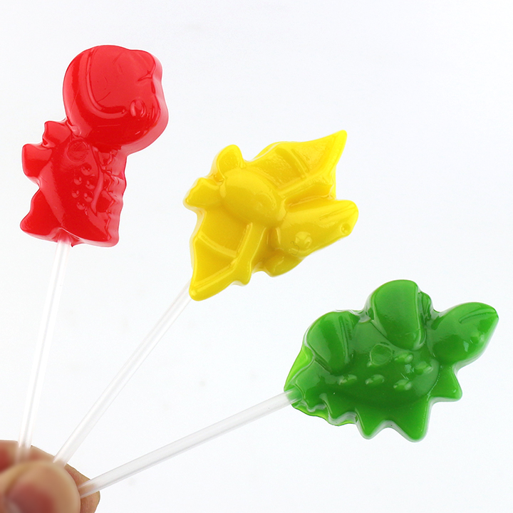 3 cartoon dinosaur animal shaped hard lollipop candy in box CH-BP129