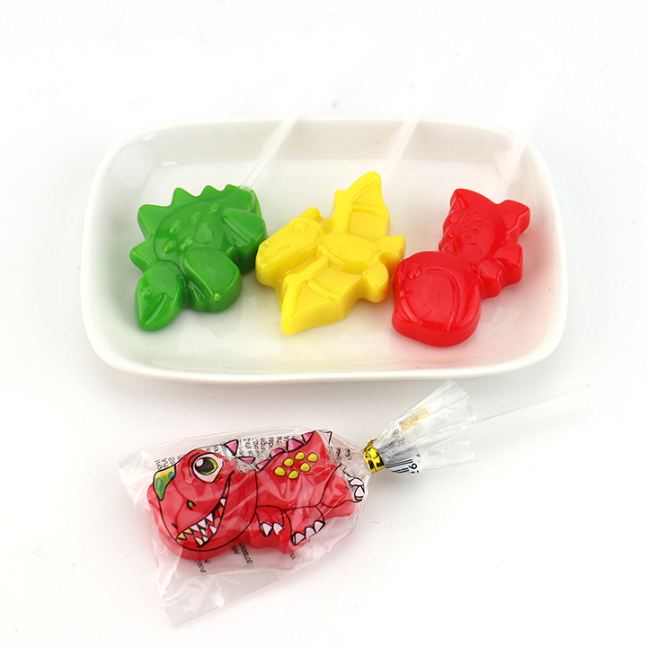 3 cartoon dinosaur animal shaped hard lollipop candy in box CH-BP129