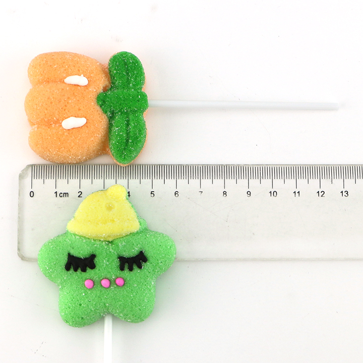 Cartoon hand decorated flowers, mushrooms, stars shaped marshmallow lollipop candy CH-M198