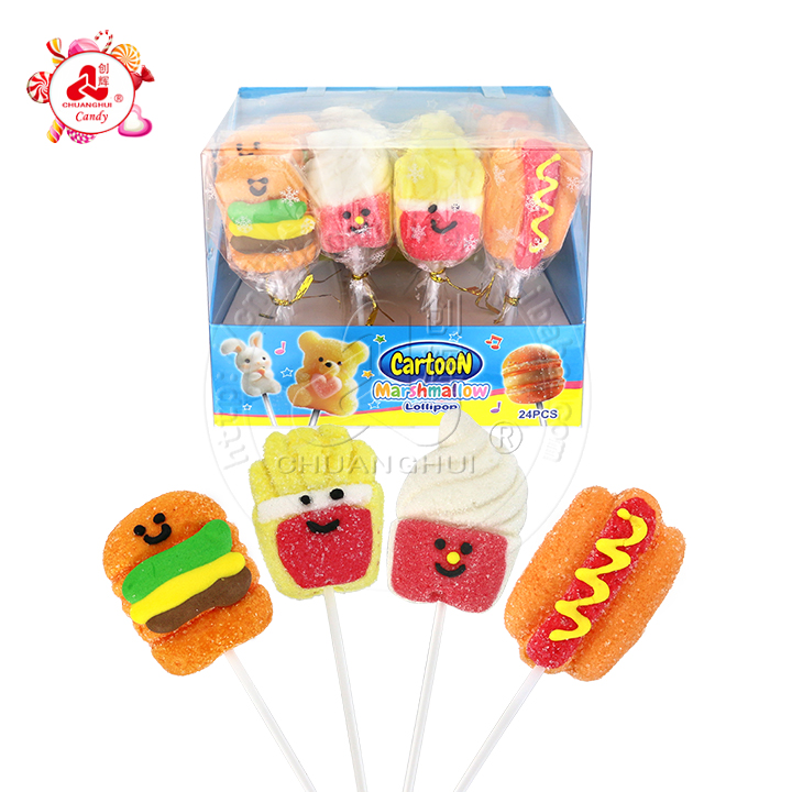Cartoon hand decorated Hamburgers, French fries, ice cream, hot dogs Fast Food marshmallow lollipop candy CH-M199