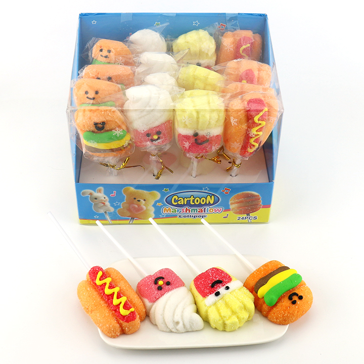 Cartoon hand decorated Hamburgers, French fries, ice cream, hot dogs Fast Food marshmallow lollipop candy CH-M199
