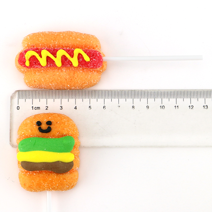 Cartoon hand decorated Hamburgers, French fries, ice cream, hot dogs Fast Food marshmallow lollipop candy CH-M199