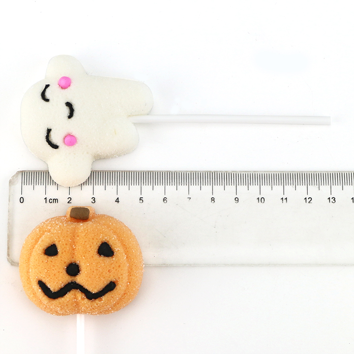 Cartoon hand decorated Bat, Ghost, Pumpkin Head, Frankenstein shaped Halloween marshmallow lollipop candy CH-M200