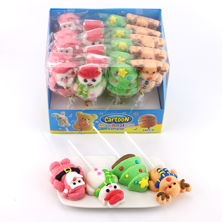 Cartoon hand decorated Santa Claus, snowman, reindeer, Christmas 2 tree marshmallow lollipop candy CH-M202