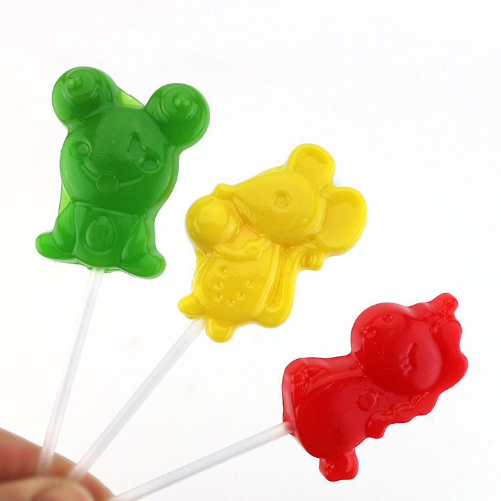 3 animal unicorn, mouse, frog shaped hard lollipop candy in boxCH-BP130