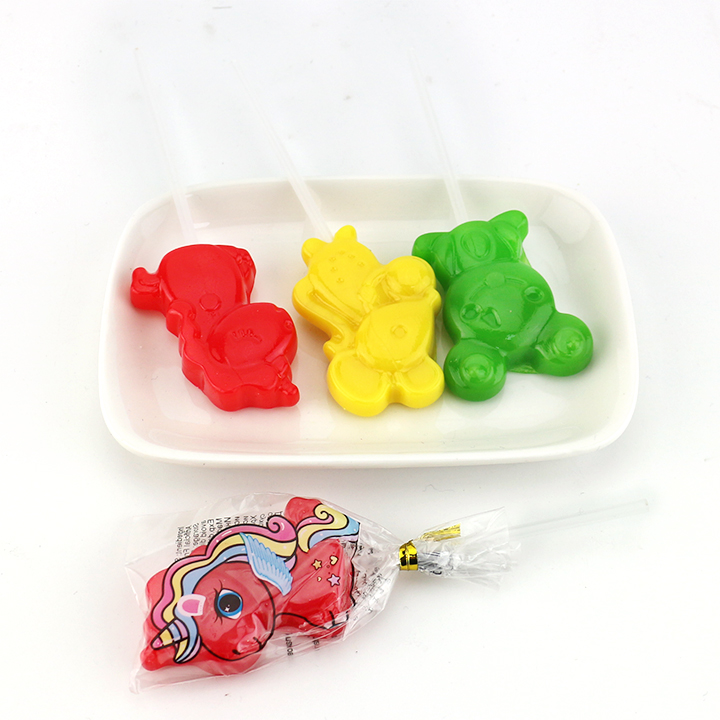 3 animal unicorn, mouse, frog shaped hard lollipop candy in boxCH-BP130