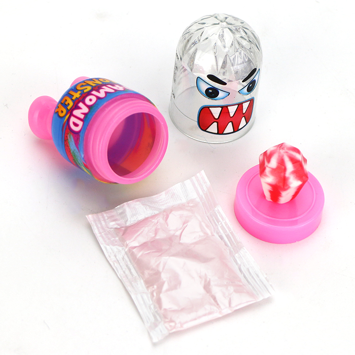 Cartoon diamond monster diamond lollipop with sour powder candy CH-N728