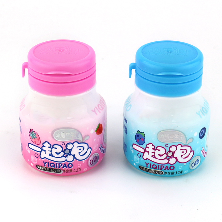 Small bottle Mixed Fruits Flavor Sugar Free Soda Bubble Pressed Tablet Fizzy Candy CH-N732