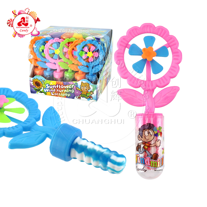 Cartoon Sunflower Flower Shape Windmill Fan Toy Candy with pacifier lollipop CH-T1353