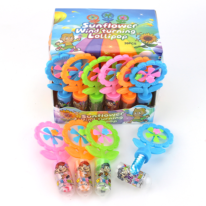 Cartoon Sunflower Flower Shape Windmill Fan Toy Candy with pacifier lollipop CH-T1353