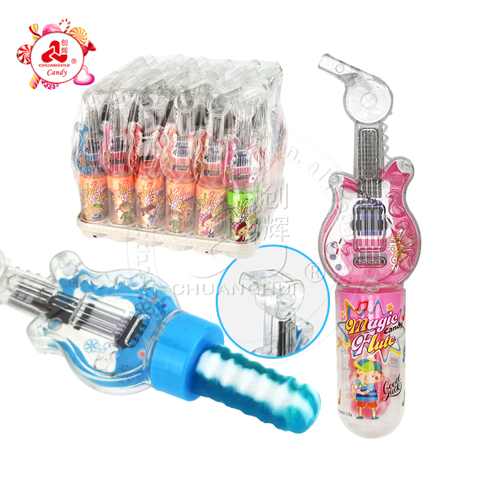 Cartoon Guitar whistle toy with lollipop candy CH-T1354