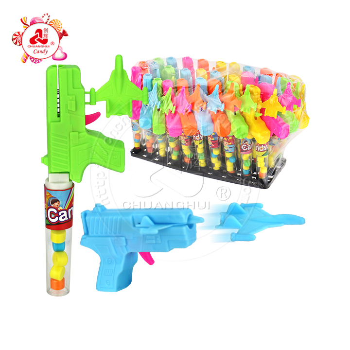 Mini Catapult aircraft gun shooting plane gun shape toy candy CH-T1358