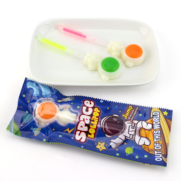 Space glowing lollipop 2-in-1 astronaut and spacecraft neon glow stick lollipop candy CH-A110