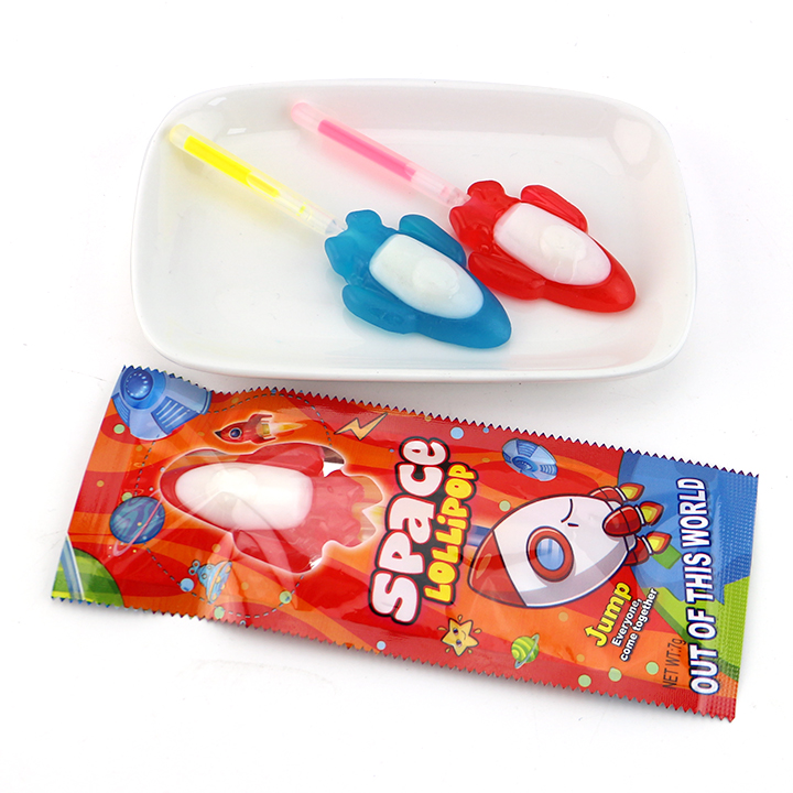 Space glowing lollipop 2-in-1 astronaut and spacecraft neon glow stick lollipop candy CH-A110