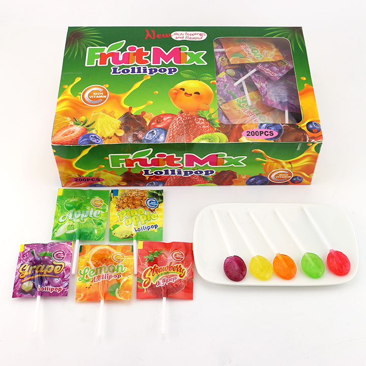 Fruits mix fruity flavors mini flat lollipop candy CH-BP131