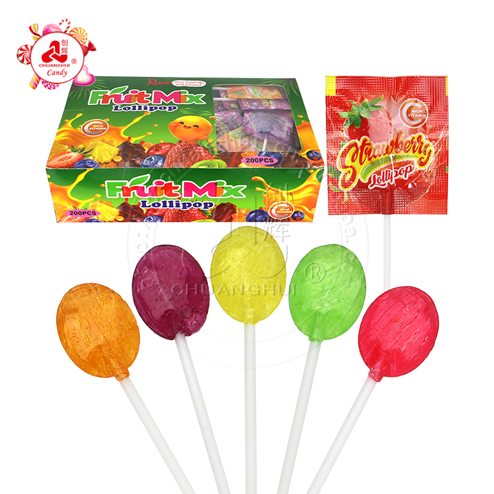 Fruits mix fruity flavors mini flat lollipop candy CH-BP131
