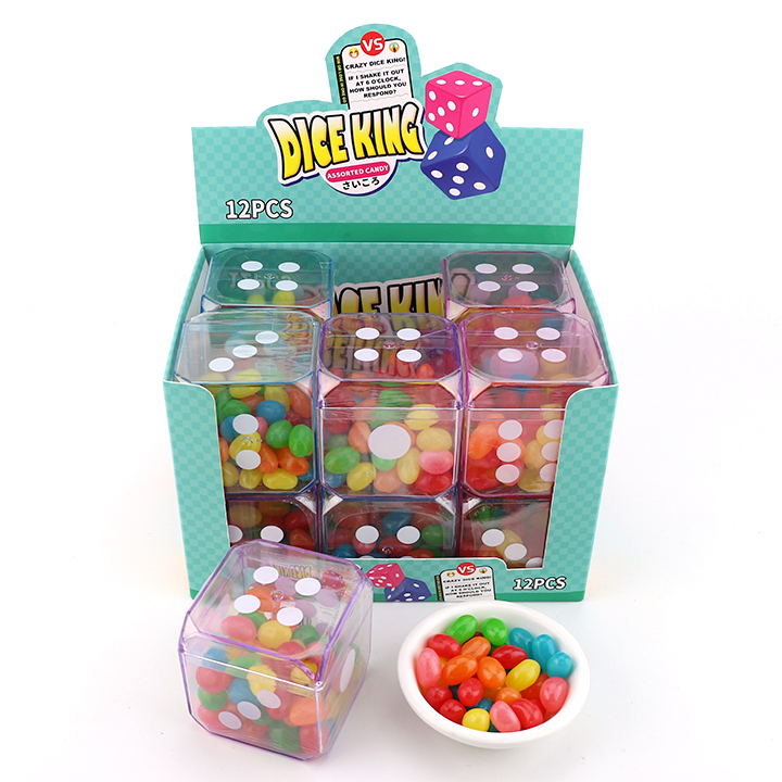 Large Dice King box with 60g fruity jelly bean candy CH-N733