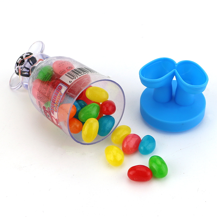 Cartoon bear shaped jar with 45g fruit flavored jelly bean candy filling CH-N734