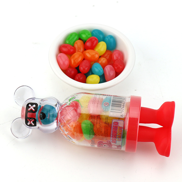 Cartoon bear shaped jar with 45g fruit flavored jelly bean candy filling CH-N734