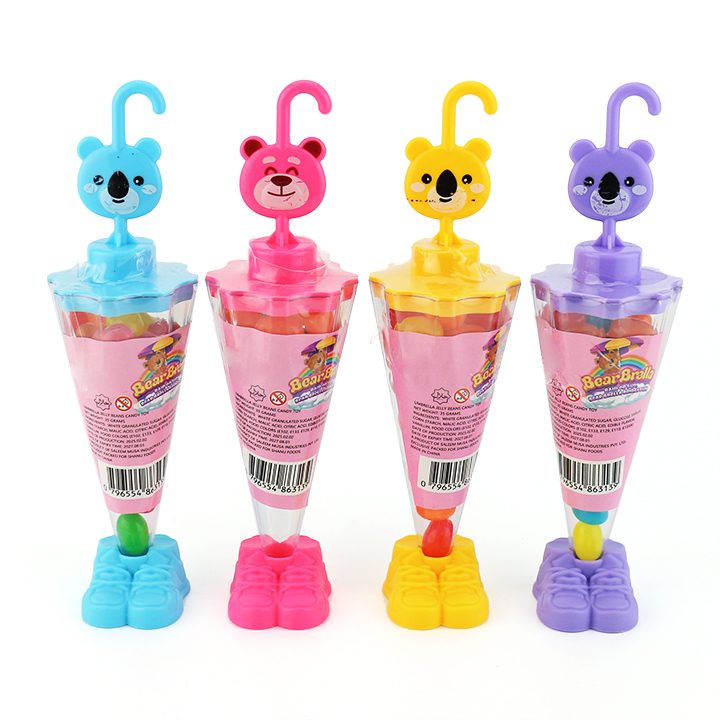 Cartoon Bear Umbrella Shaped Jar with 35g Fruit Flavor Jelly Bean Candy toy CH-N735