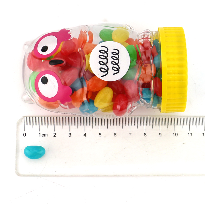 Cartoon Owl shaped jar with 90g fruit flavored jelly bean candy filling CH-N736