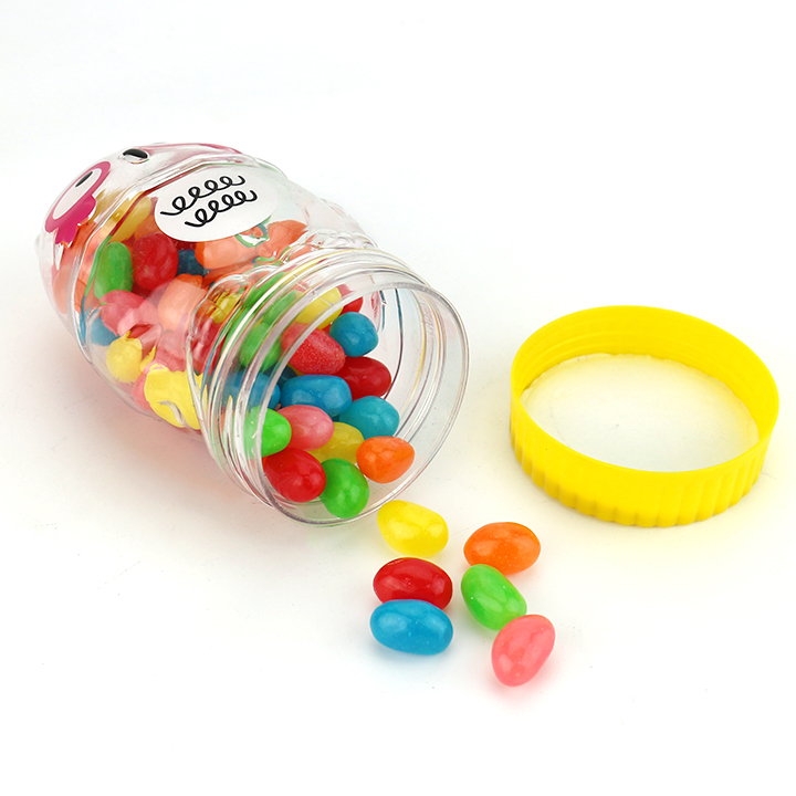 Cartoon Owl shaped jar with 90g fruit flavored jelly bean candy filling CH-N736