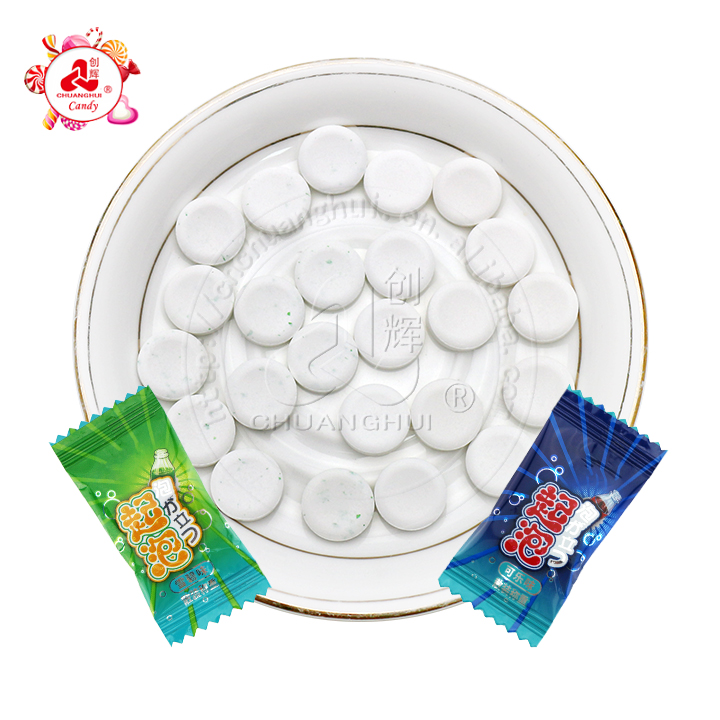 Sugar free cola & lemon flavor fizzy soda bubble pressed candy in bulk CH-S145