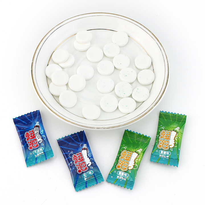 Sugar free cola & lemon flavor fizzy soda bubble pressed candy in bulk CH-S145