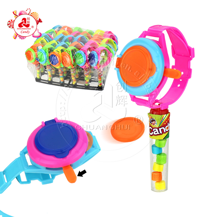 Cartoon Shooting flying saucer watch catapult toy candy CH-T1360