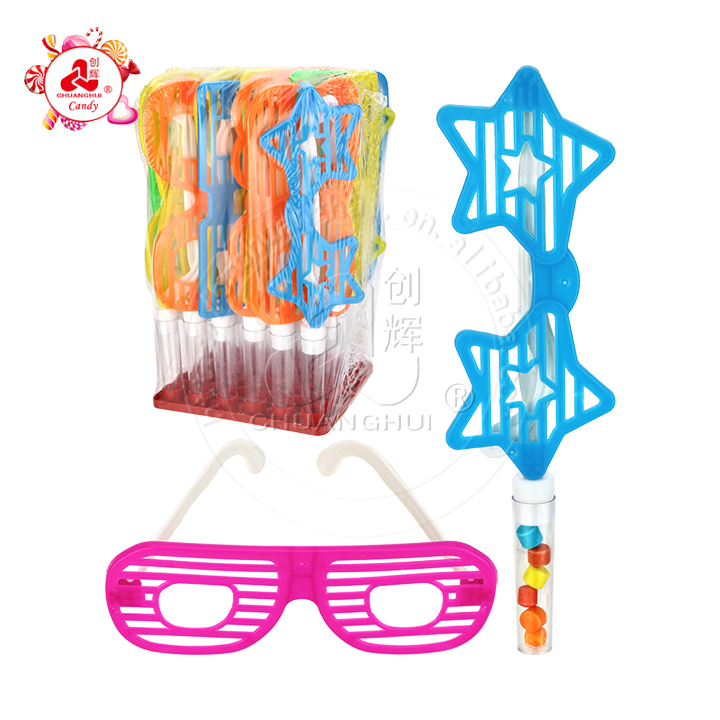 Plastic birthday glasses shaped mask toy candy CH-T1365