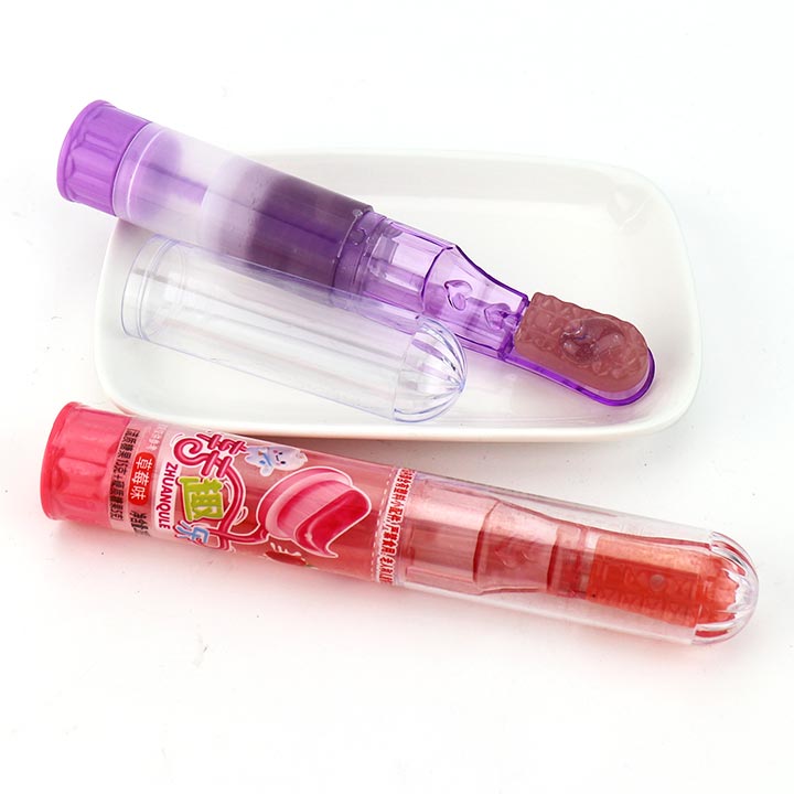 High quality toothbrush shaped fruit lollipop with squeezed jam liquid candy CH-T1368