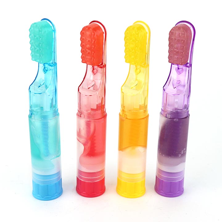 High quality toothbrush shaped fruit lollipop with squeezed jam liquid candy CH-T1368