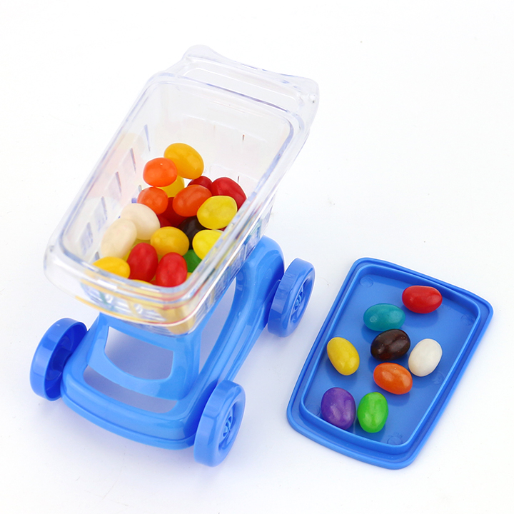 Plastic shopping car toys with Jelly bean candy and mini watermelon bubble gum ball CH-TB240