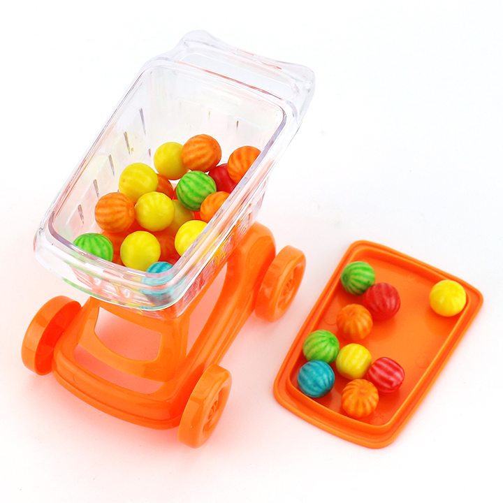 Plastic shopping car toys with Jelly bean candy and mini watermelon bubble gum ball CH-TB240