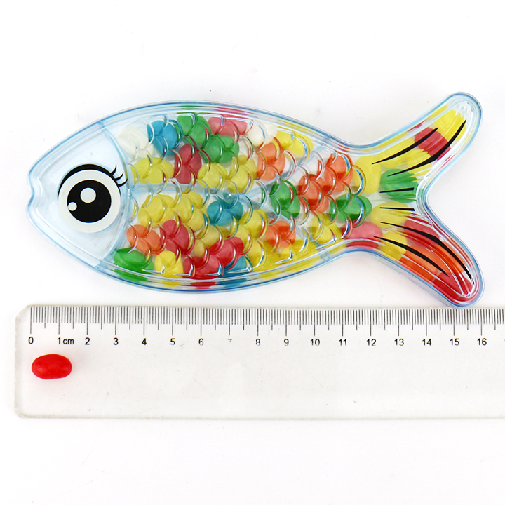 Cartoon fish LED flashing box toy with jelly beans, mini watermelon bubble gum, chocolate stone candy CH-TB241