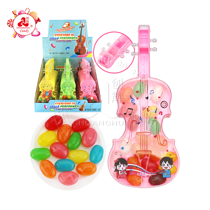 Whistle Guitar shaped box toy with jelly bean candy CH-TB242