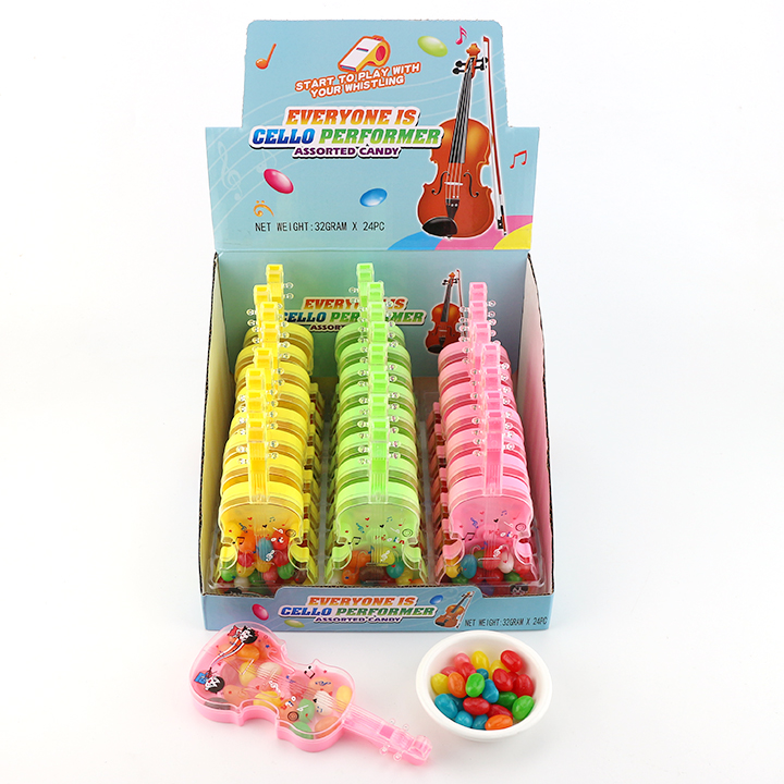 Whistle Guitar shaped box toy with jelly bean candy CH-TB242