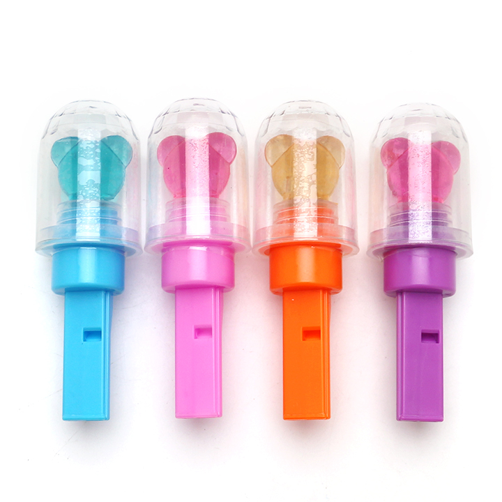 LED flashing bear head shaped lollipop toy candy with whistle function CH-TB243