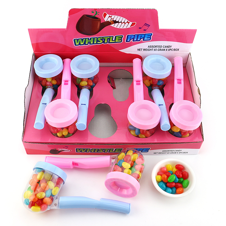Big whistle tobacco pipe shaped toy with jelly bean candy CH-TB244