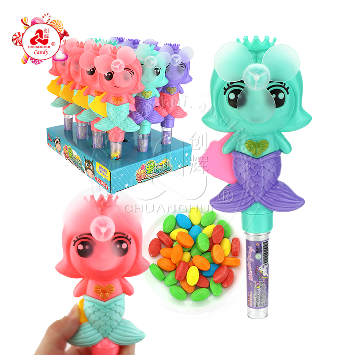 Summer windmill Toy Mermaid Hand Press Fan Toy with Pressed Candy CH-TB245