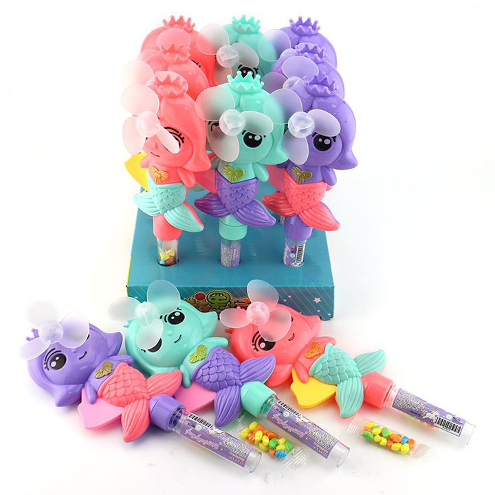 Summer windmill Toy Mermaid Hand Press Fan Toy with Pressed Candy CH-TB245